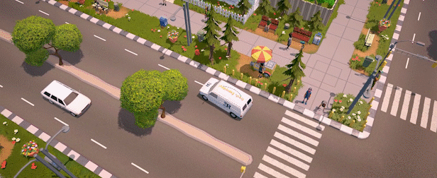 Im Spiel könnt ihr mit euren Fahrzeugen durch die Stadt fahren.